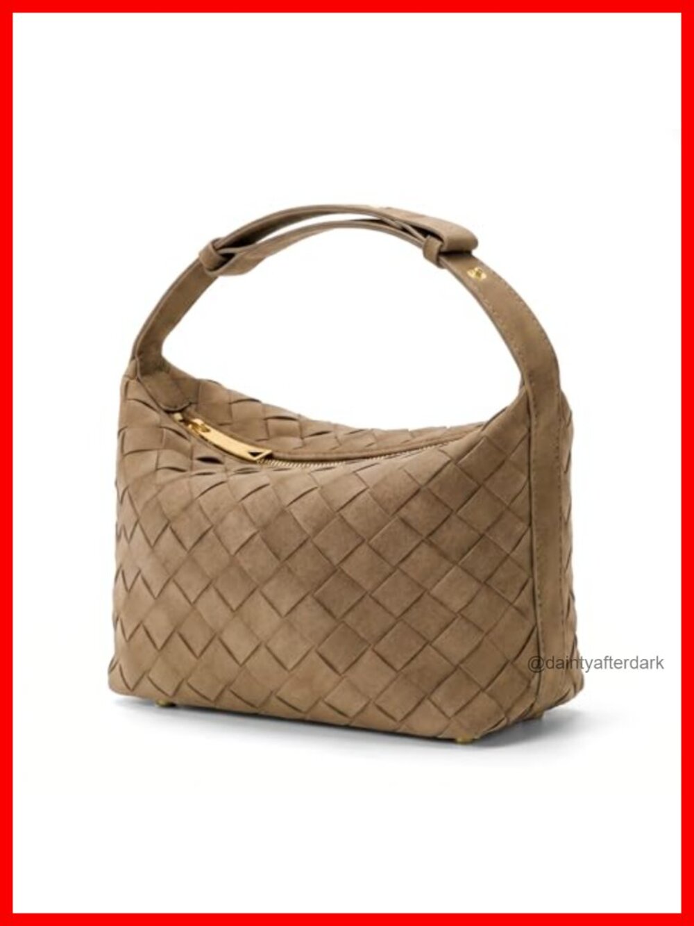 Hand-Woven Faux Suede Hobo Shoulder Bag Vegan Leather Women's Slouchy Crescent